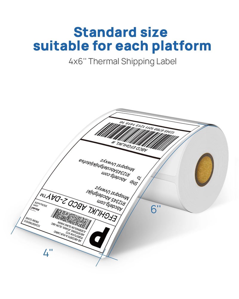 POLONO Genuine 4"x6" Direct Thermal Shipping Label, Perforated Postage Shipping Labels Compatible with POLONO PL60, PL70E and PL420 Label Printer, Permanent Adhesive, Commercial Grade, 220 Labels/Roll - Image 3