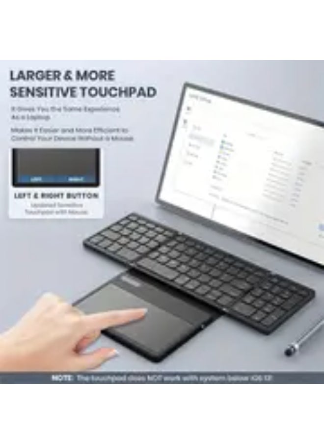 Generic Tri-Fold Bluetooth Keyboard – Portable Wireless Keyboard with Touchpad, Compatible with iOS, Android, Windows & More  - Image 3