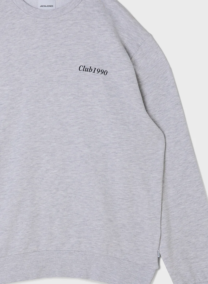 جاك اند جونز Jjebradley Graphic Crew Neck Sweatshirt