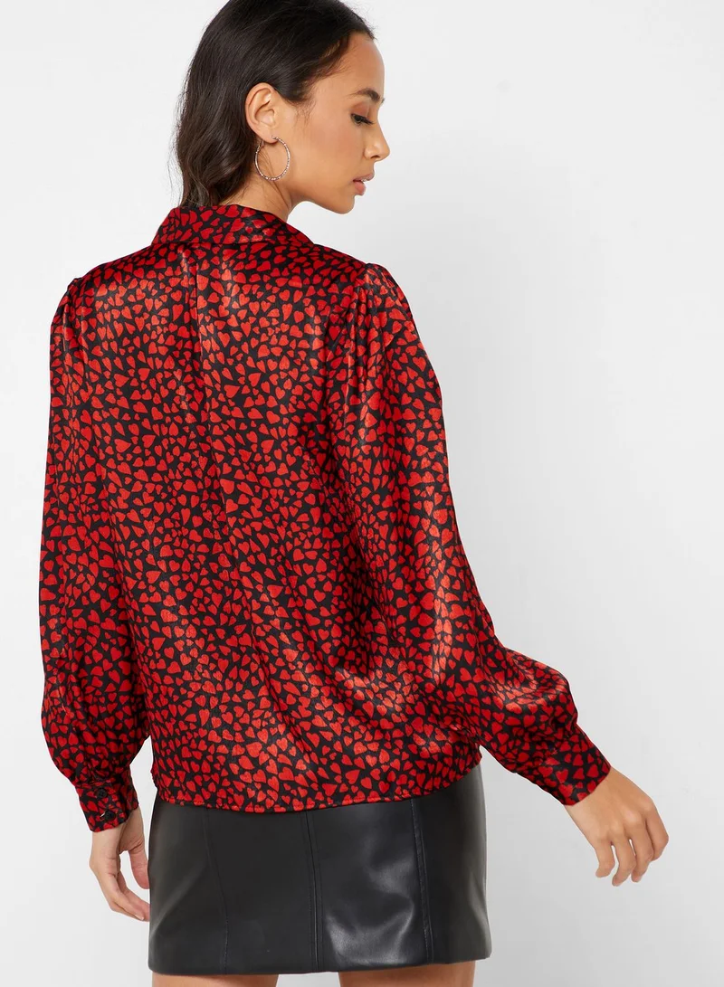 TOPSHOP Heart Print Top