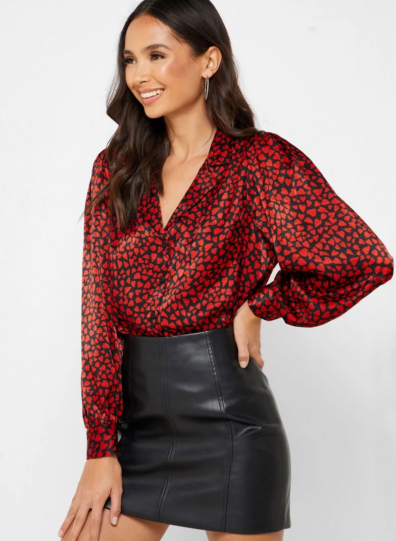 TOPSHOP Heart Print Top