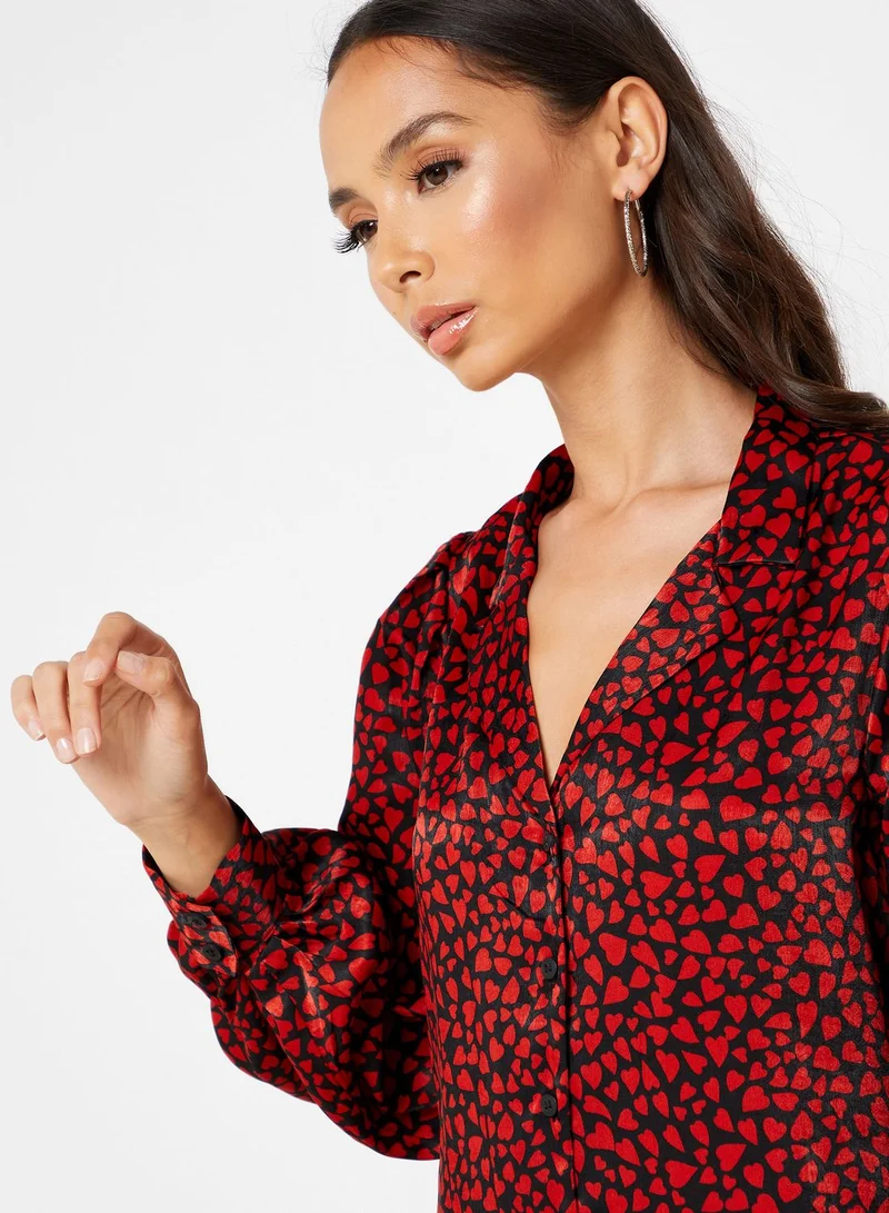 TOPSHOP Heart Print Top