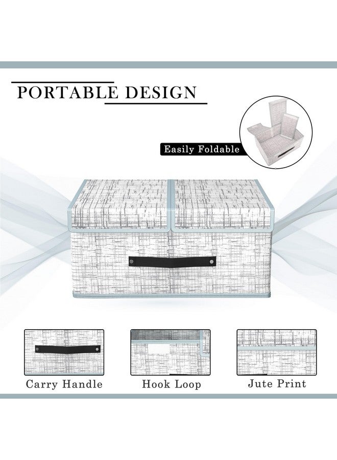 Kuber Industries (Pack of 2) Cloth Organizer for Wardrobe (Small) Foldable Storage Box with Double Lid | Drawer Organiser | Jute Print | Grey - Image 4