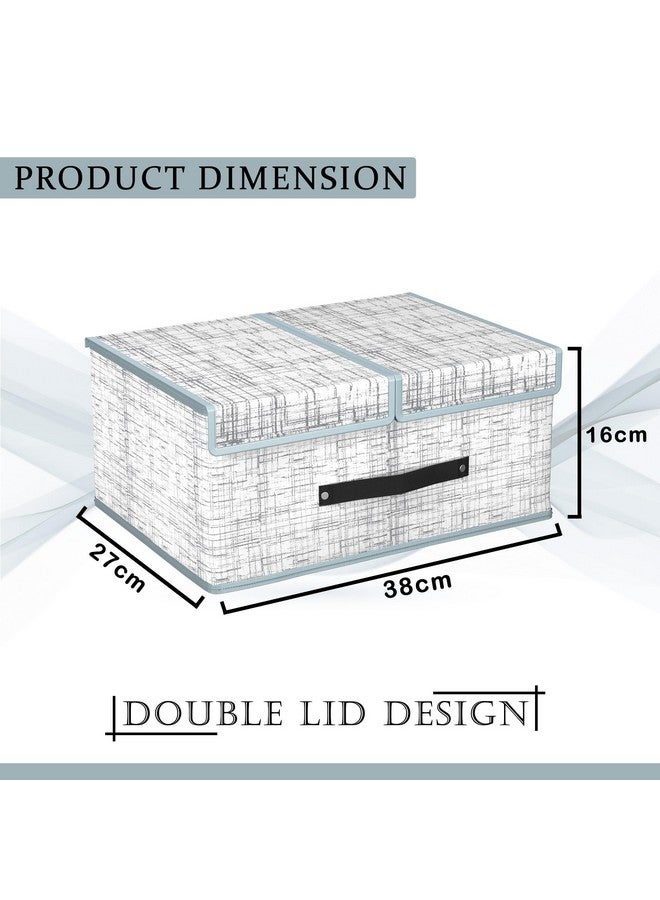 Kuber Industries (Pack of 2) Cloth Organizer for Wardrobe (Small) Foldable Storage Box with Double Lid | Drawer Organiser | Jute Print | Grey - Image 3