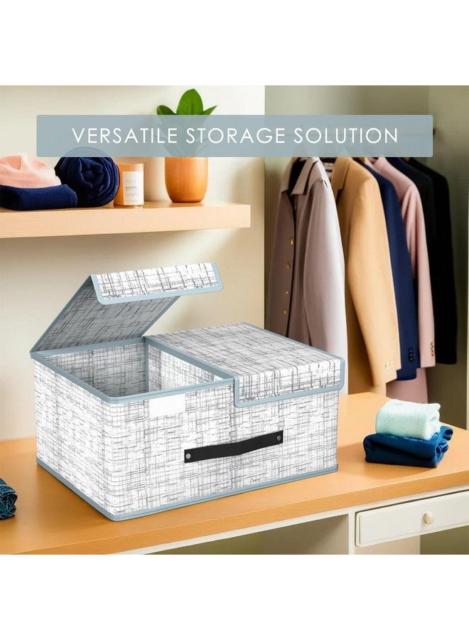 Kuber Industries (Pack of 2) Cloth Organizer for Wardrobe (Small) Foldable Storage Box with Double Lid | Drawer Organiser | Jute Print | Grey - Image 5