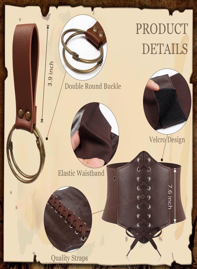 SUMGOGO 5PCS Corset Renaissance Belt Medieval Renaissance Belt Pouch Cork Potion Bottle Hikes Festival Halloween Costume Accessories (Brown, S-Waist/25.6"-34") - Image 4