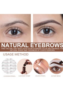 OUHOE Eyebrow Powder Stamp Stencil Kit One Step Shaping Kitwaterproof Eyebrow Long Lasting Eyebrow Stamp With 10 Reusable Eyebrow Stencils (Black Brown)  - Image 4
