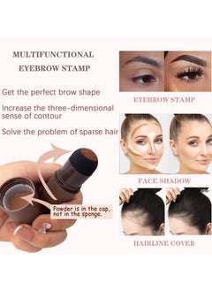 OUHOE Eyebrow Powder Stamp Stencil Kit One Step Shaping Kitwaterproof Eyebrow Long Lasting Eyebrow Stamp With 10 Reusable Eyebrow Stencils (Black Brown)  - Image 3
