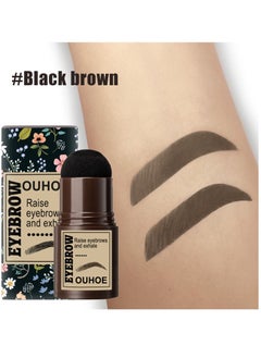OUHOE Eyebrow Powder Stamp Stencil Kit One Step Shaping Kitwaterproof Eyebrow Long Lasting Eyebrow Stamp With 10 Reusable Eyebrow Stencils (Black Brown)  - Image 2