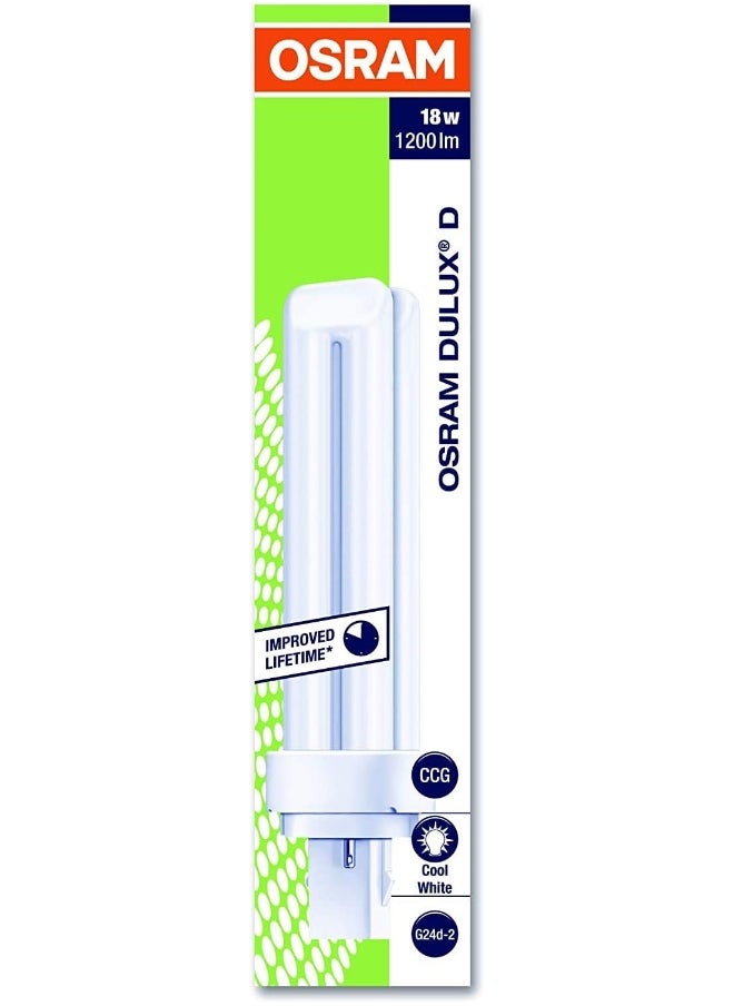 Osram Dulux D Home Decorative Durable Fluorescent Lamp (G24D-2 18W 840 4000K 1200Lm) 2 Pin Pack Of 4
