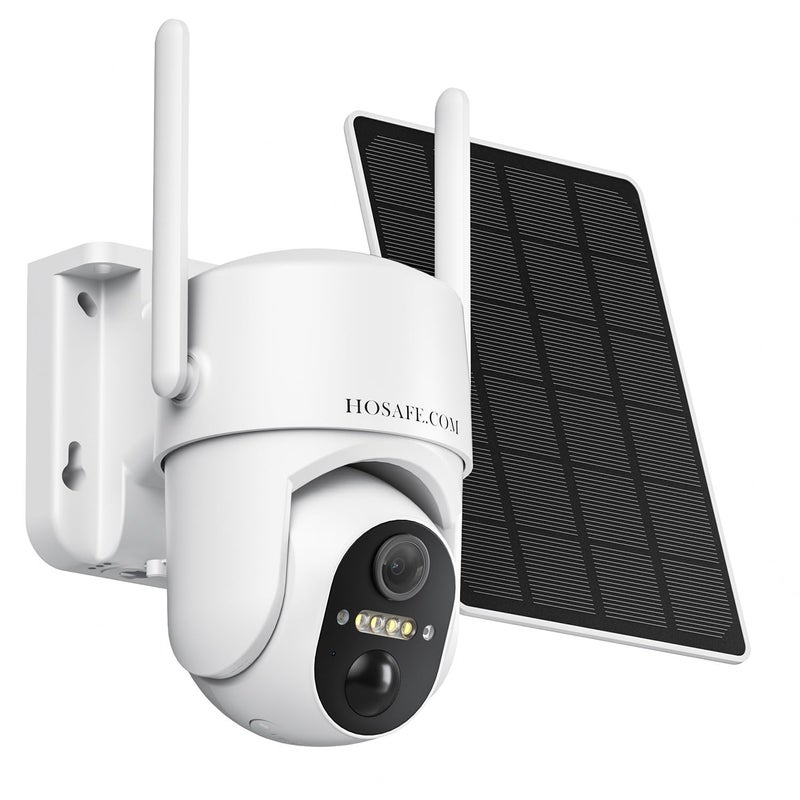 HOSAFE.COM Solar Security Cameras Wireless Outdoor, WiFi Cameras for Home Security, 360Â° View Outdoor Camera Wireless, 2K Color Night Vision, AI Motion Detection, Instant Alert, 2-Way Audio, Cloud/SD Storage - Image 1