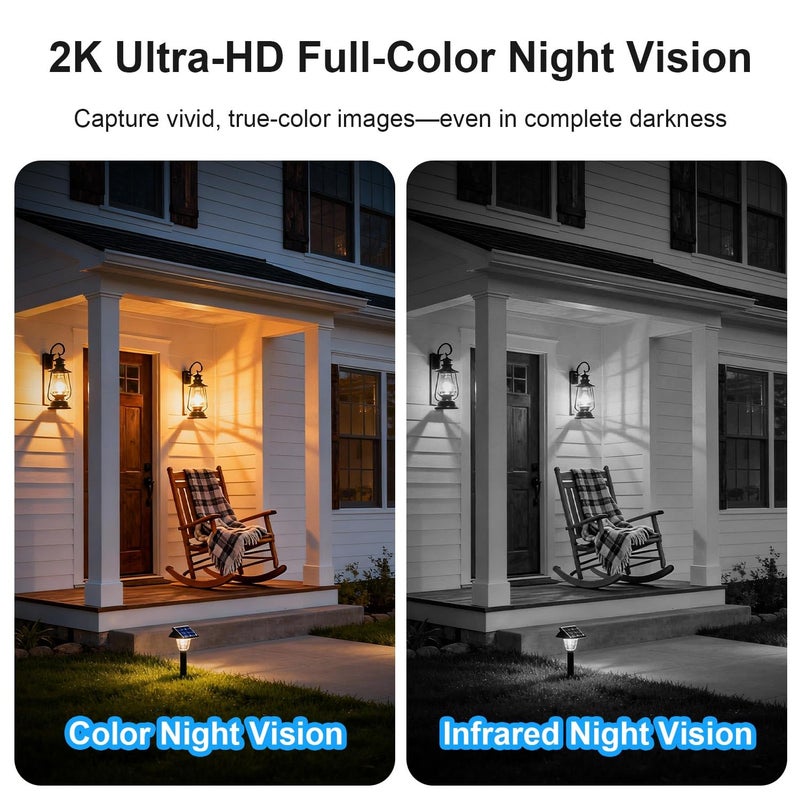 HOSAFE.COM Solar Security Cameras Wireless Outdoor, WiFi Cameras for Home Security, 360Â° View Outdoor Camera Wireless, 2K Color Night Vision, AI Motion Detection, Instant Alert, 2-Way Audio, Cloud/SD Storage - Image 4