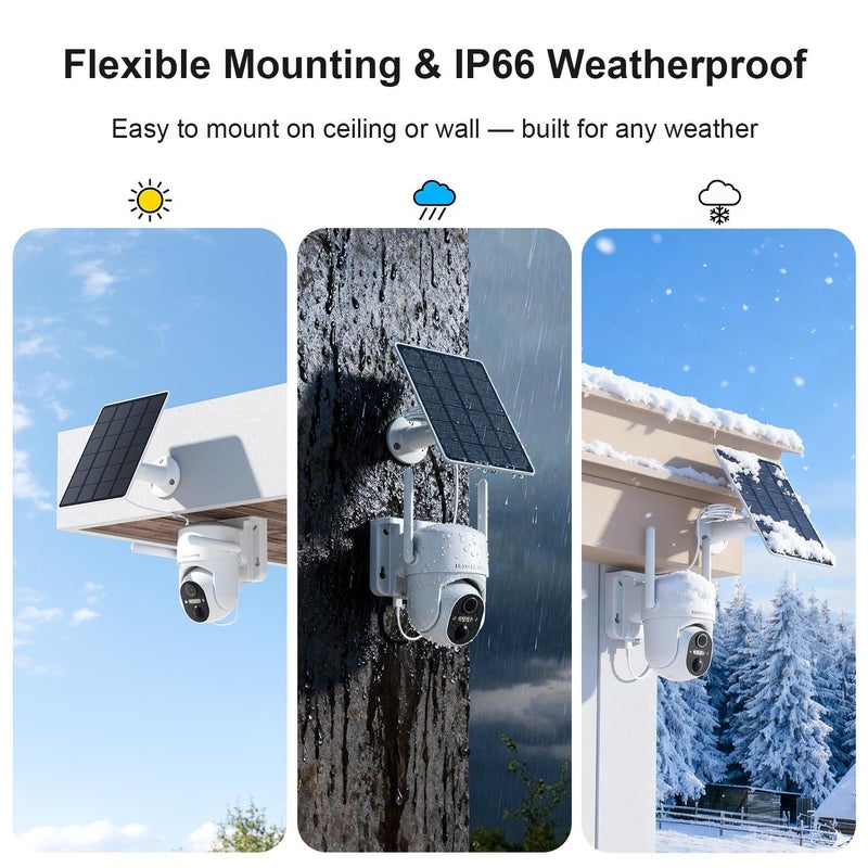 HOSAFE.COM Solar Security Cameras Wireless Outdoor, WiFi Cameras for Home Security, 360Â° View Outdoor Camera Wireless, 2K Color Night Vision, AI Motion Detection, Instant Alert, 2-Way Audio, Cloud/SD Storage - Image 5