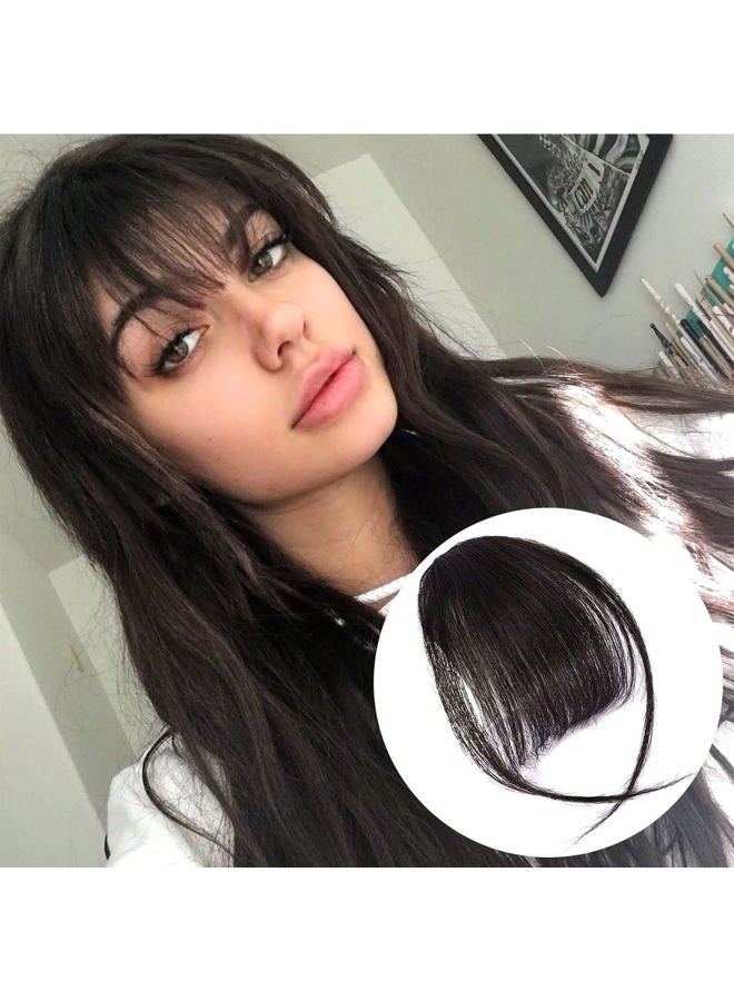 BOGSEA مشابك شعر بانغس بشري مشابك شعر بانغس رقيقة مع قطع جانبية لقطع الشعر للنساء مشابك بانغس هوائية مسطحة مرتبة لتمديد الشعر للاستخدام اليومي (بانغس رقيقة، (بني أسود)) - Image 1