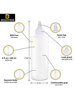 BRIGHTFROM Twist Top Applicator Bottles, Squeeze 8 Oz, Empty Hair Coloring Plastic Bottles, Refillable, Leak Proof - Open/Close Nozzle - Multi Purpose (Pack Of 3)  - Image 2