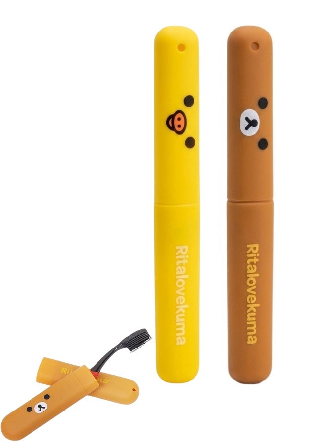 Rilakkuma Toothbrush Holder Case – Eco-Friendly, Portable, and Convenient – Ideal for Keeping Toothbrush Safe During       and Outdoor Activities-2pc - Image 1