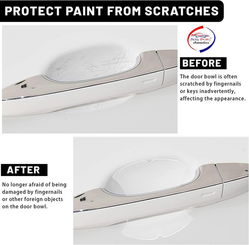 Auto Pearl Car Door Transparent Handle Guard Scratch Protection Sticker PU Finger Guard Paint Protection Compatible with Camry (Pack of 4) - Image 3