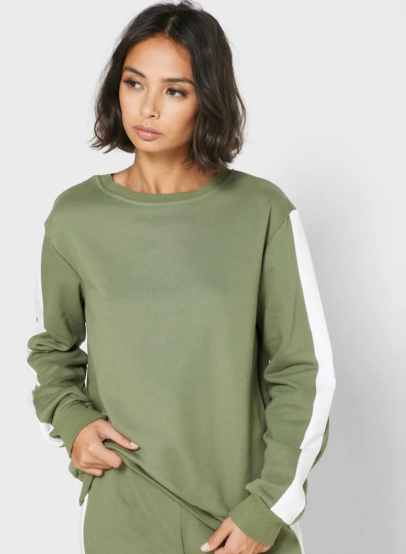 Ginger Contrast Side Paneled Sweatshirt Set