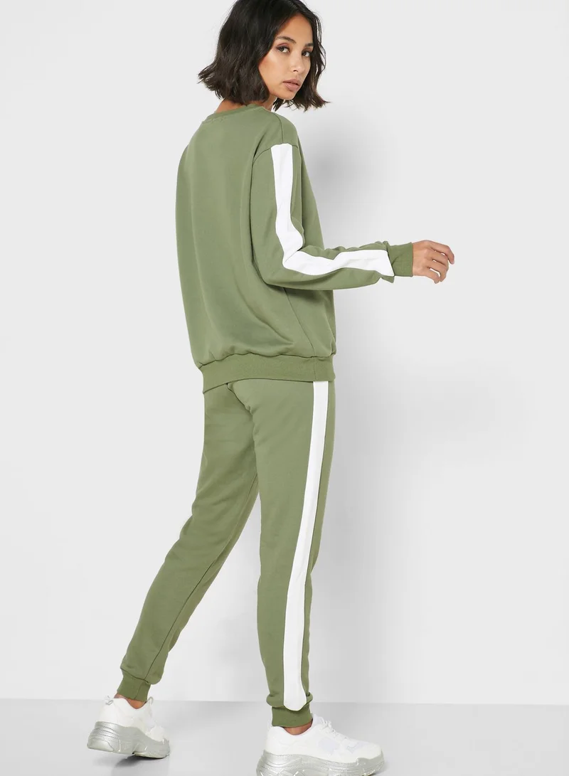 Ginger Contrast Side Paneled Sweatshirt Set