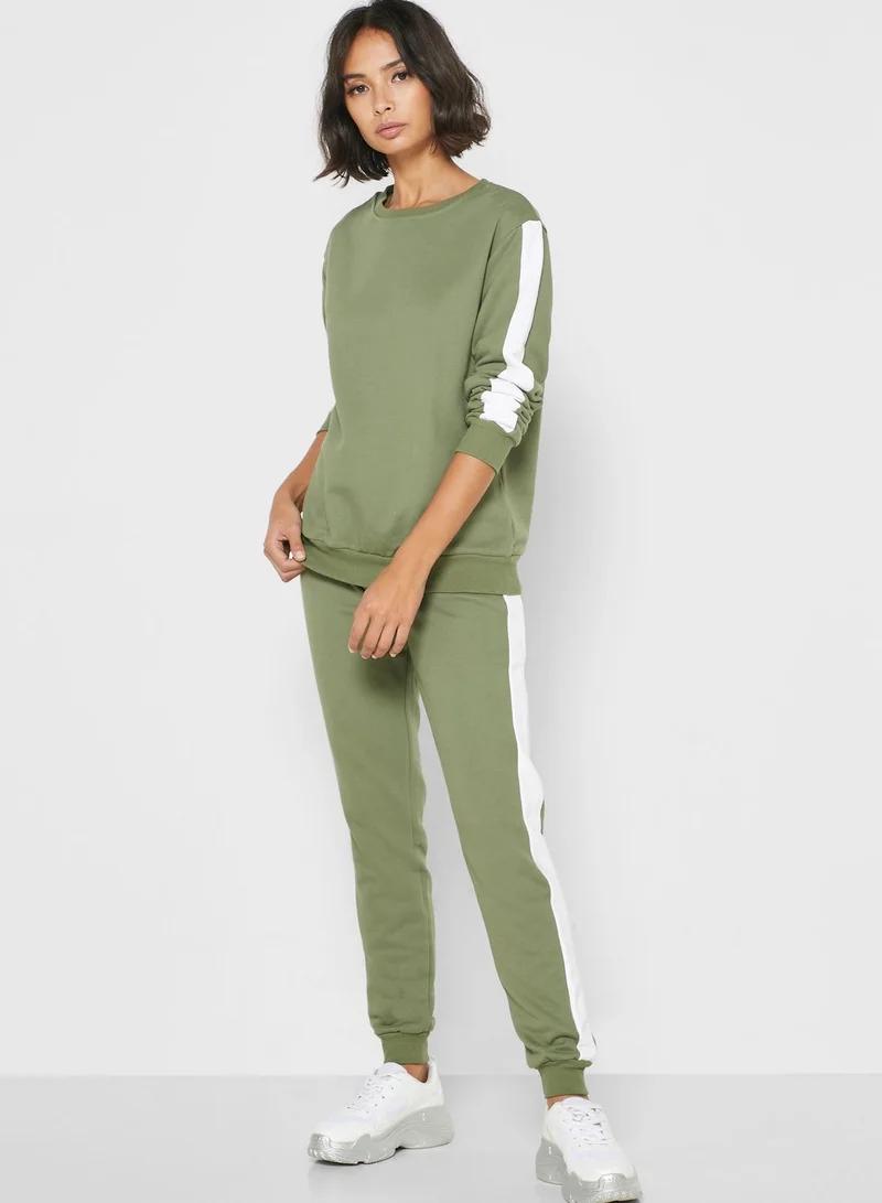 Ginger Contrast Side Paneled Sweatshirt Set
