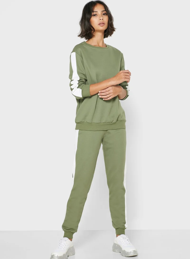 Ginger Contrast Side Paneled Sweatshirt Set