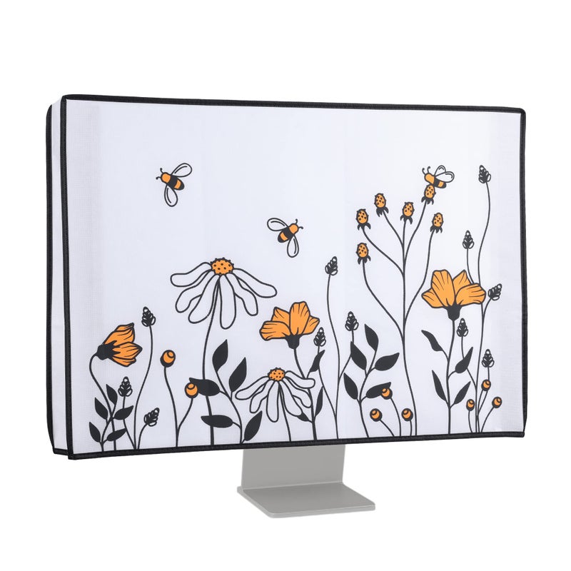 kwmobile Computer Monitor Cover Compatible with 2728 Monitor Bees and Flowers BlackOrangeWhite