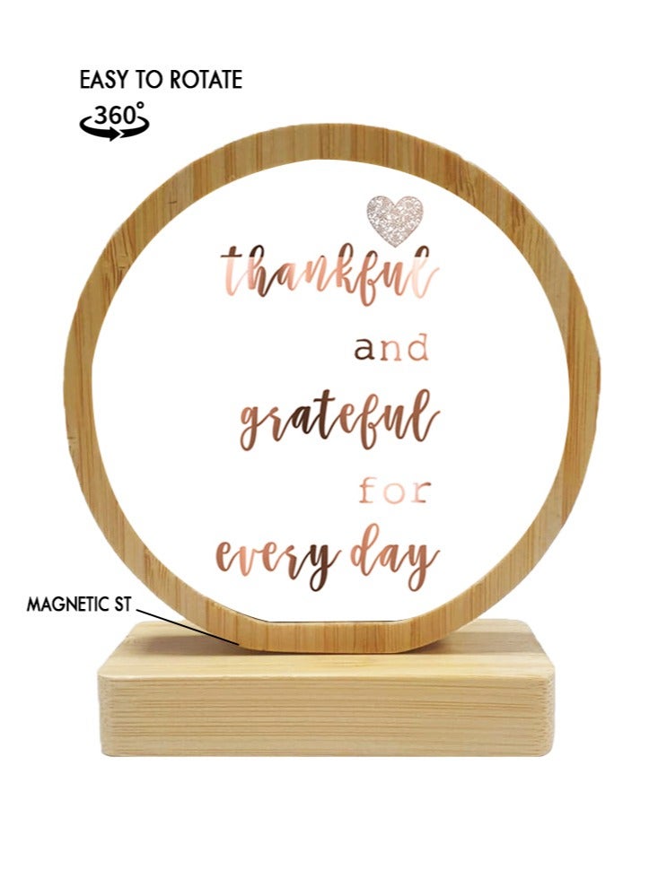 Service Zone Protective Printed White Round Shape Wooden Photo Frame for Table Top Thankful And Grateful For Everyday  - Image 1