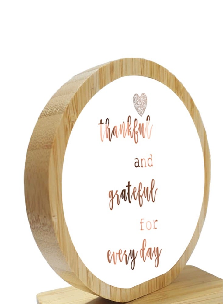 Service Zone Protective Printed White Round Shape Wooden Photo Frame for Table Top Thankful And Grateful For Everyday  - Image 3