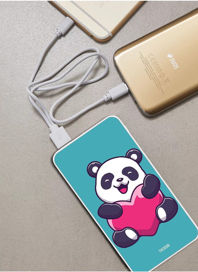 Theodor - 10,000 mAh Super Fast Charging Ultra Compact Power Bank with Quick Charge & Power Delivery, Portable Charger For iPhone and Android Heart Panda - Image 1