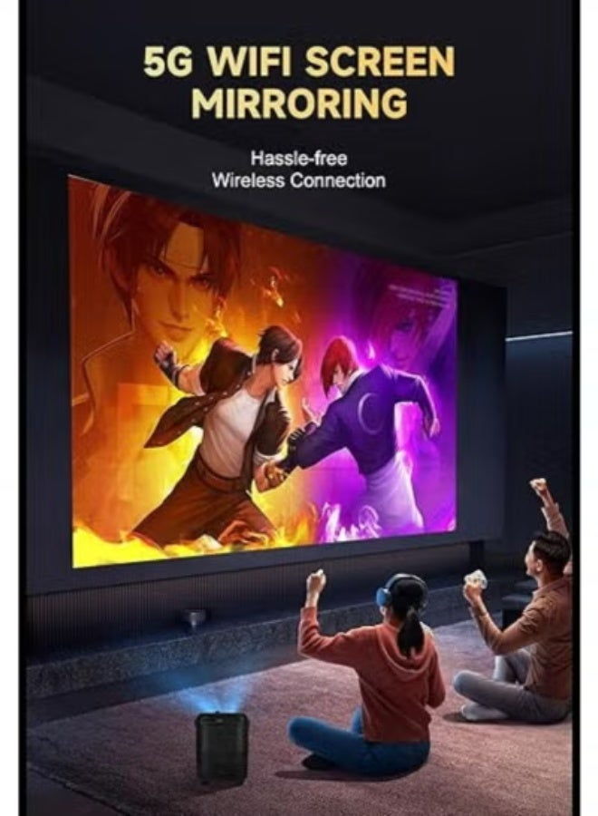 أوميو Q4 Pro 4K Smart Projector – LED Portable Projector with 5G WiFi, Bluetooth, Dual Wireless Game Controllers & 50–150 Inch Screen | Home Theater, Gaming & Office Presentations - Image 5