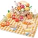 Pithfor Picnic Playset Wooden Play Food Set for Kids Kitchen Cutting Pretend Play Kitchen Food Toy for Toddlers Girls Boys 3 4 5 Years Old - Image 4