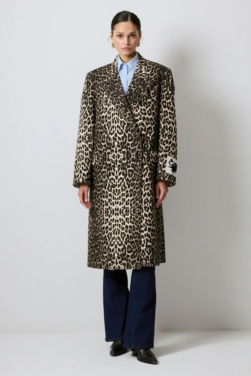 توتشي Leopard Print Long Jacket