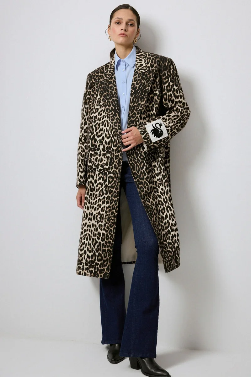 توتشي Leopard Print Long Jacket