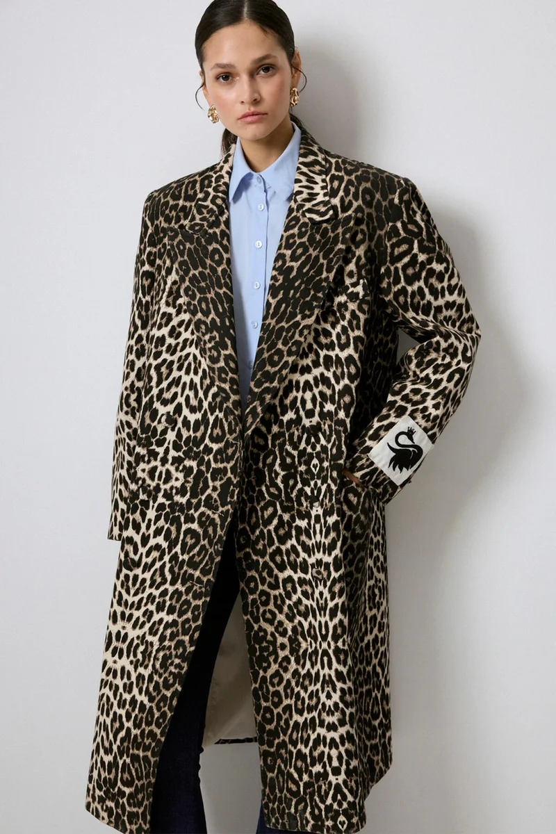 توتشي Leopard Print Long Jacket