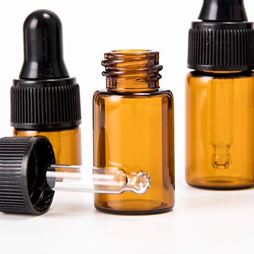 USRommaner 50 Pack, 3ml Amber Glass Dropper Vial for Essential Oils, Empty Eye Dropper Bottle With Black Screw Cap, Liquid Pipette Travel Test Sample Perfume Vial - Transfer Pipette Included - Image 3
