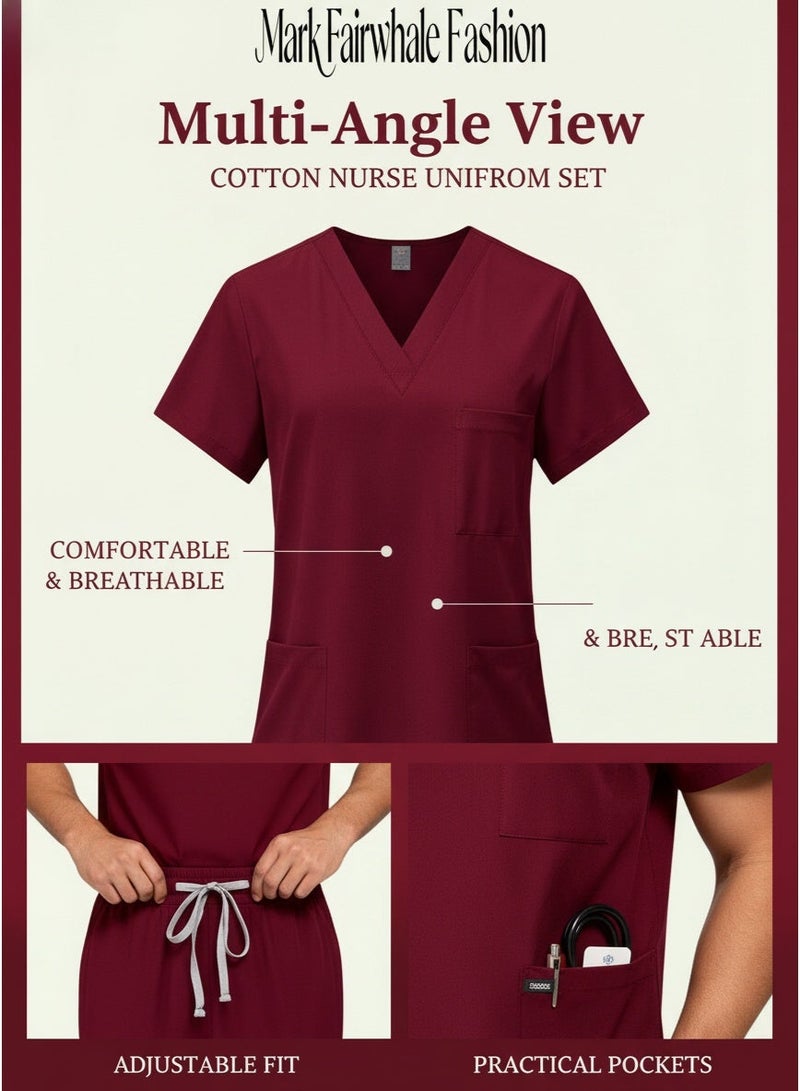 Mark Fairwhale New Minimalist V-Neck Short Sleeved Ankle Binding Men's Medical Hand Wash Suit Set - Image 5