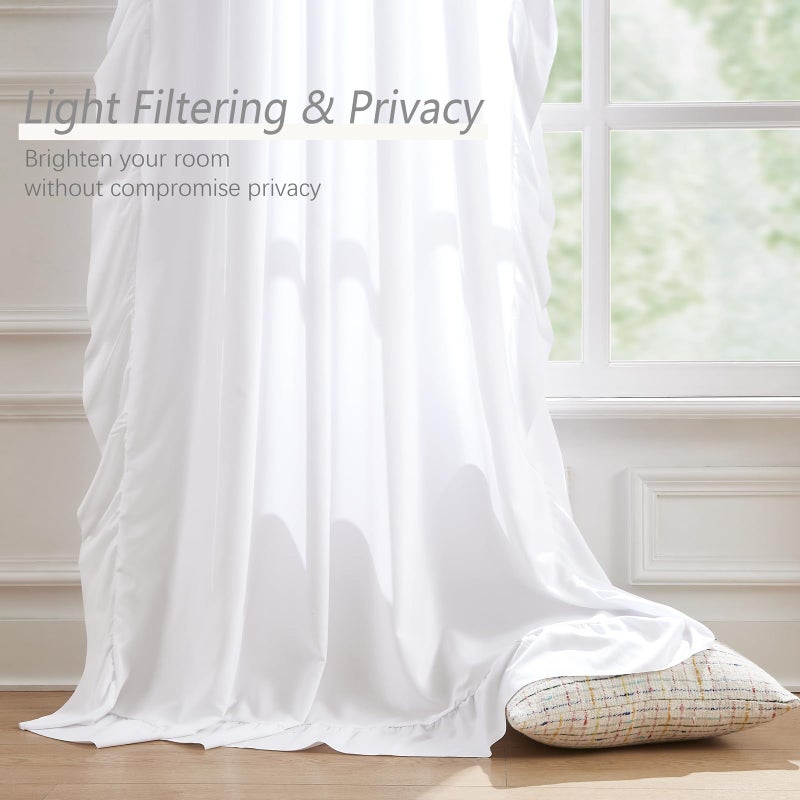 SEEKRIGHT White Ruffle Curtains 84 Inches Long for Bedroom Living Room Rod Pocket Light Filtering Victorian Romantic Ruffle Curtains for Girls Room Window Privacy Decor Holiday Cottage, 2 Panels, 52x84 - Image 5