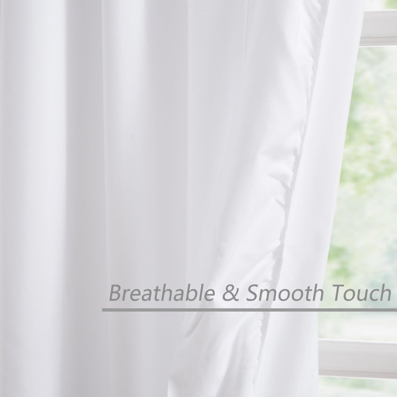 SEEKRIGHT White Ruffle Curtains 84 Inches Long for Bedroom Living Room Rod Pocket Light Filtering Victorian Romantic Ruffle Curtains for Girls Room Window Privacy Decor Holiday Cottage, 2 Panels, 52x84 - Image 4
