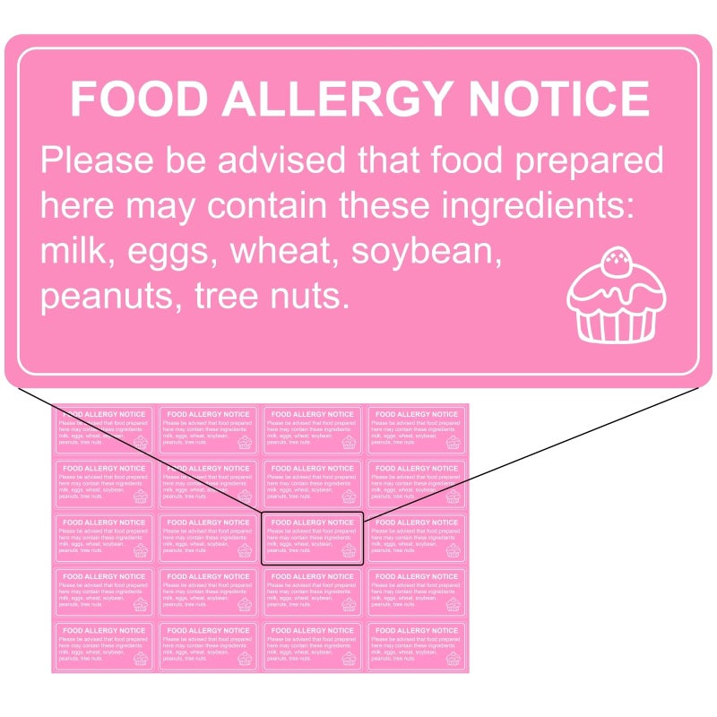 Hepertise 500 Pcs Food Allergy Stickers, 1x2 Inch Labels for Bakery, Cookie, Kitchen - Image 1