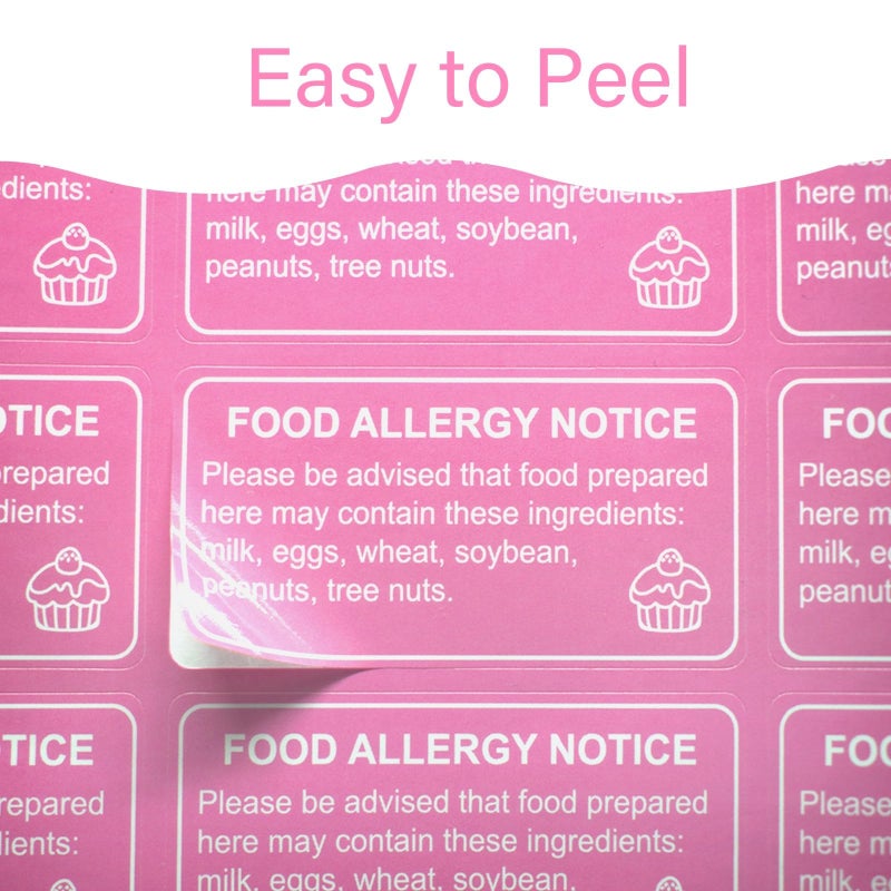 Hepertise 500 Pcs Food Allergy Stickers, 1x2 Inch Labels for Bakery, Cookie, Kitchen - Image 5