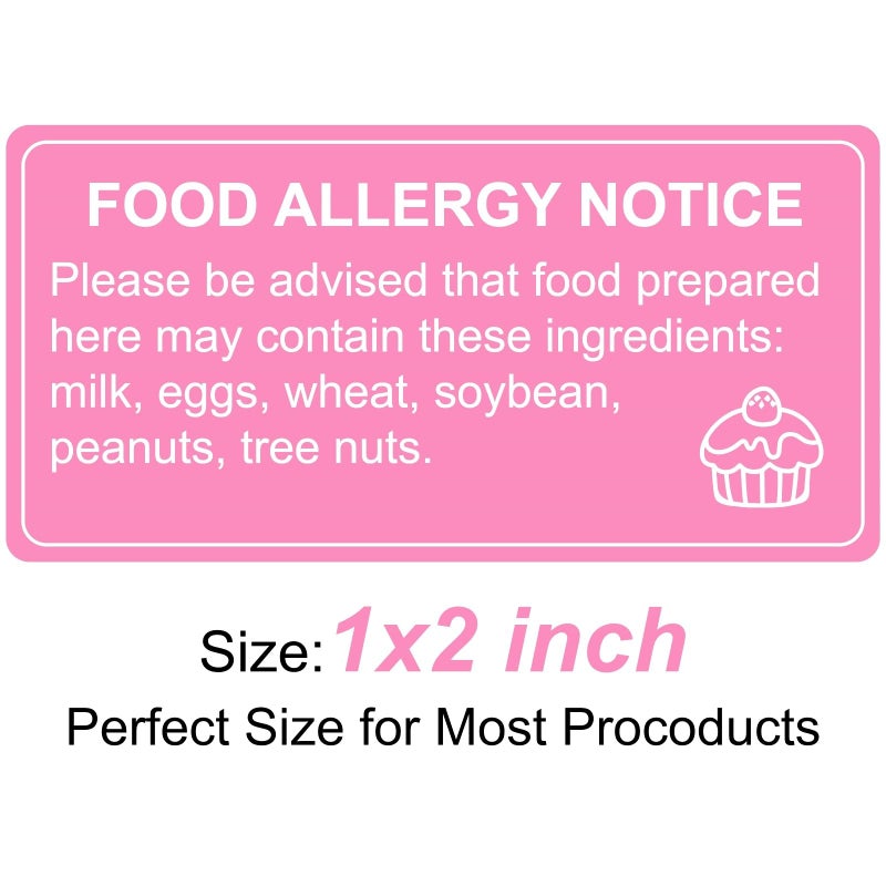 Hepertise 500 Pcs Food Allergy Stickers, 1x2 Inch Labels for Bakery, Cookie, Kitchen - Image 3