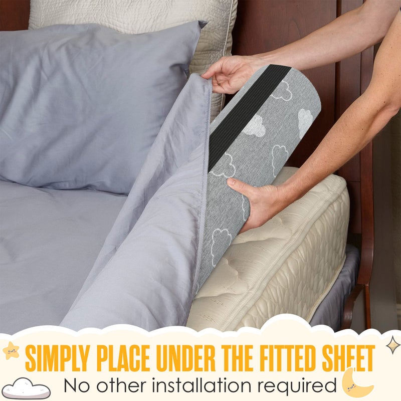 Sleepah Bed Bumpers for Toddlers Memory Foam Rail Guards Waterproof Washable Dual Sided Non-Slip Soft Cover - Safety Guard Noodle Long Pillow Pads for King Queen Full Twin Beds (1 Pack) - Image 2