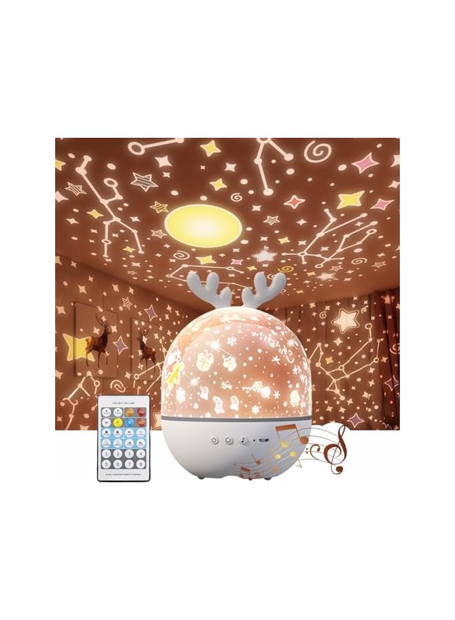 The Bros Projector For Kids 6 Scenes Films Ceiling Projection Led Night Light With Mushroom Star Projector,Usb Rechargeable,With Remote,360°Rotatable Sound Machine For Decoration Birthday Party - Image 2