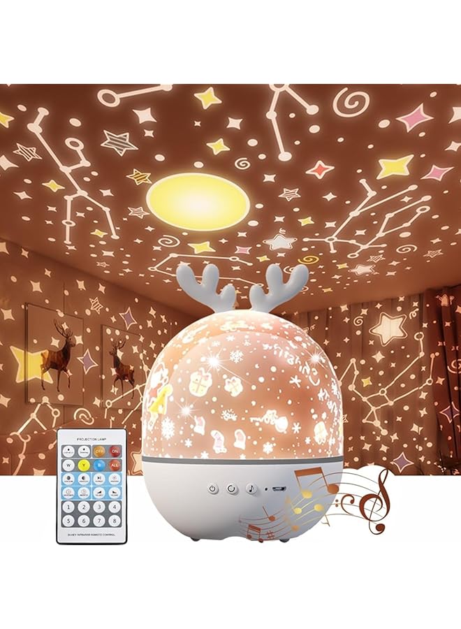 The Bros Projector For Kids 6 Scenes Films Ceiling Projection Led Night Light With Mushroom Star Projector,Usb Rechargeable,With Remote,360°Rotatable Sound Machine For Decoration Birthday Party - Image 1