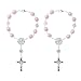 Hbxdeco 2 PCS Car Rosary for Rearview Mirror Personalized Cross Blessing Auto Rearview Mirror Rosary Pendant Universal Car Rear View Mirror Rosary Hanging Decor Accessories for Woman Men Pink - Image 2