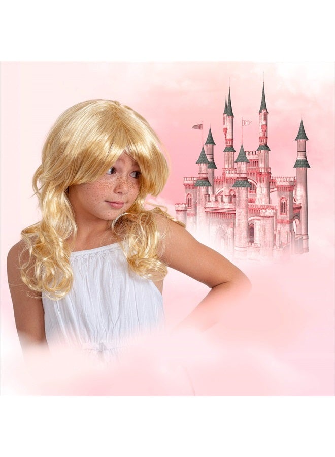 Skeleteen باروكة مموجة شقراء مجعدة - باروكة أميرة ذهبية طويلة مع غرة للأطفال والبالغين - Image 2