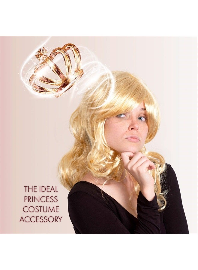 Skeleteen باروكة مموجة شقراء مجعدة - باروكة أميرة ذهبية طويلة مع غرة للأطفال والبالغين - Image 3