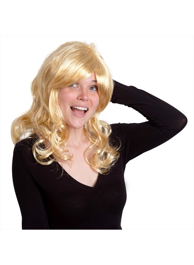 Skeleteen باروكة مموجة شقراء مجعدة - باروكة أميرة ذهبية طويلة مع غرة للأطفال والبالغين - Image 5