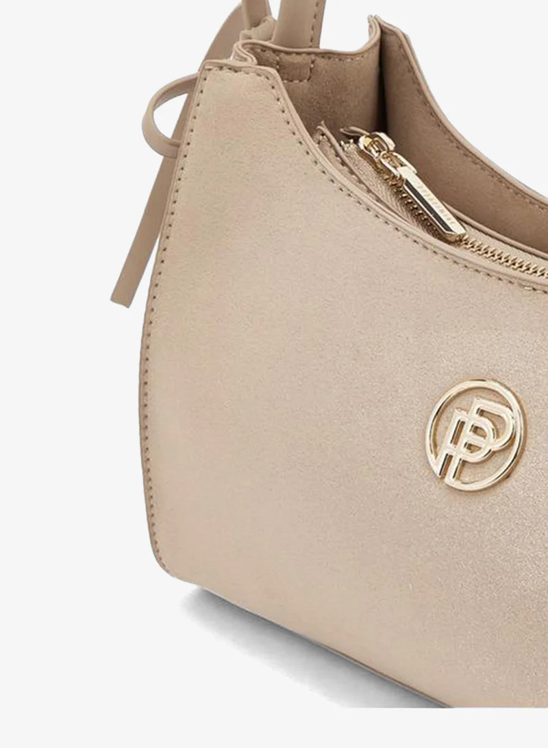 Peppermint NUDE Metallic Accent Crossbody Bag With Detachable Strap for Women | Best Price UAE