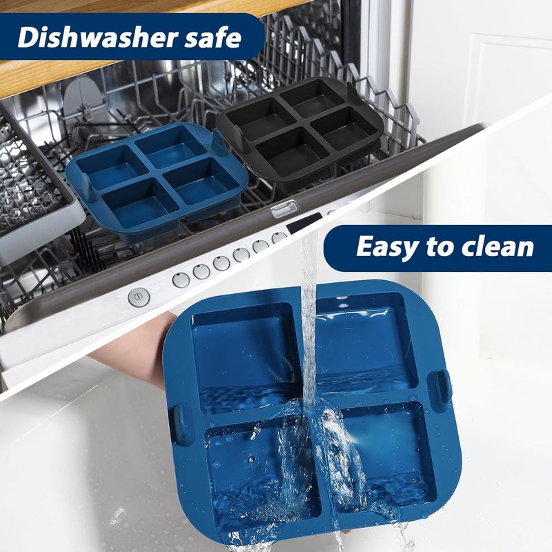 Webake Silicone Air Fryer Brownie Pan for Baking, Nonstick 2.6" Square Silicone Mold for S'mores, Cake Puck, Muffin, 4-Cavity Set of 2 - Image 5